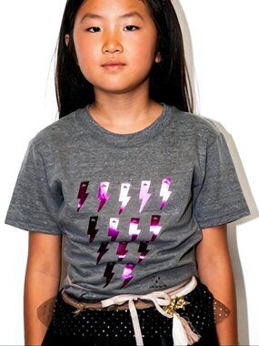 NWT HTF Atsuyo et Akiko Baby Tee Hot Pink Metallic Foil Lightning Bolt, Size 2T